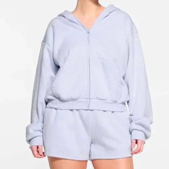 NEW SKIMS Cotton Fleece classic short - periwinkle, Style BO-SHO-4498 Size XL - Picture 9 of 10